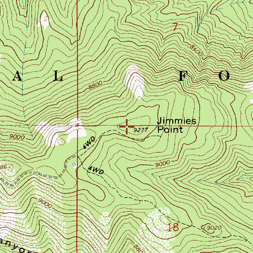 Topographic Map of Jimmies Point, UT