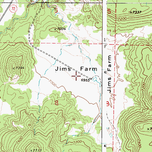 Topographic Map of Jims Farm, UT