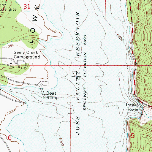 Topographic Map of Joes Valley Reservoir, UT