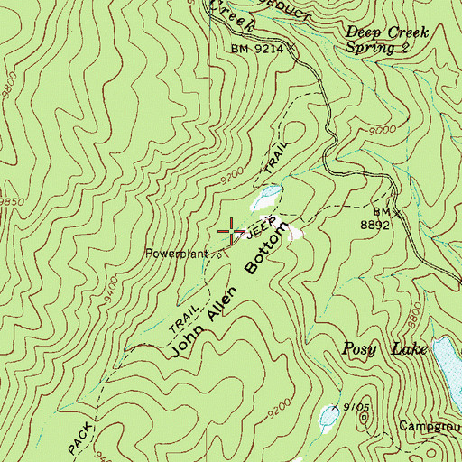 Topographic Map of John Allen Bottom, UT