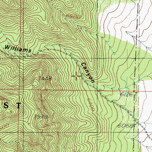 Topographic Map of John Williams Canyon, UT