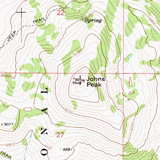 Topographic Map of Johns Peak, UT