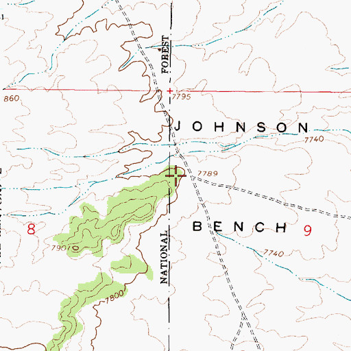 Topographic Map of Johnson Bench, UT