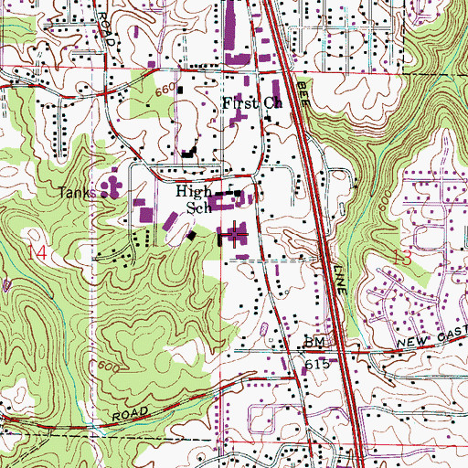 Topographic Map of Gardendale Commercial School, AL