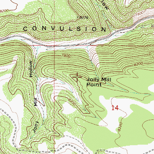 Topographic Map of Jolly Mill Point, UT