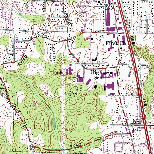 Topographic Map of Gardendale Elementary School, AL