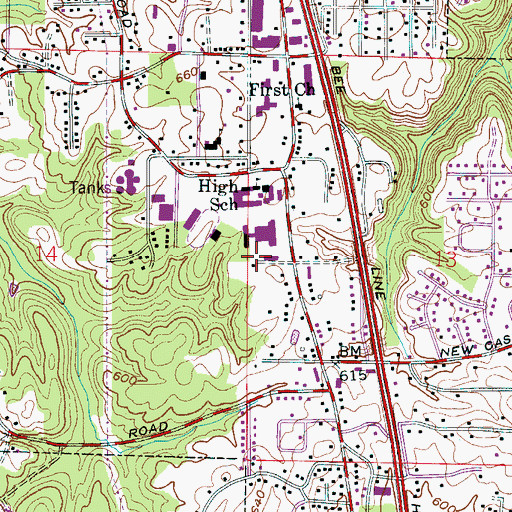 Topographic Map of Gardendale High School, AL