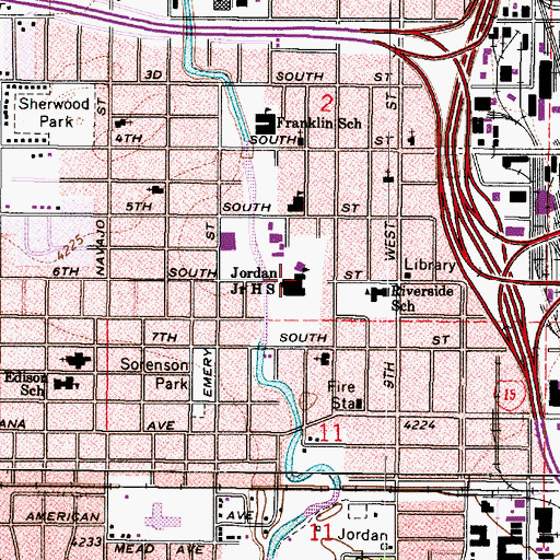 Topographic Map of Jordan Junior High School, UT