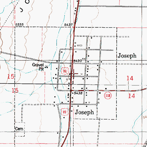 Topographic Map of Joseph, UT