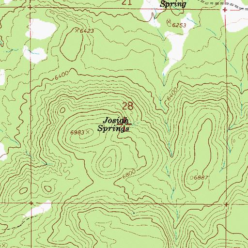 Topographic Map of Josiah Springs, UT