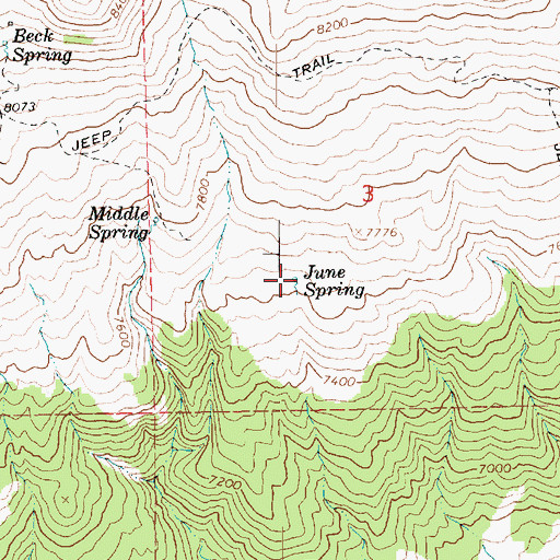 Topographic Map of June Spring, UT