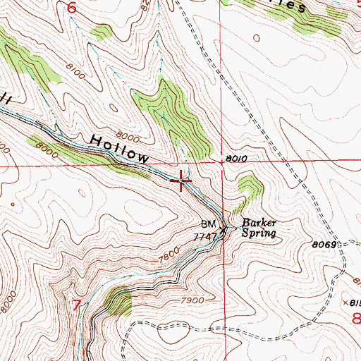Topographic Map of Kabell Hollow, UT