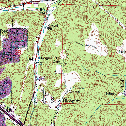 Topographic Map of Glasgow Ridge, AL