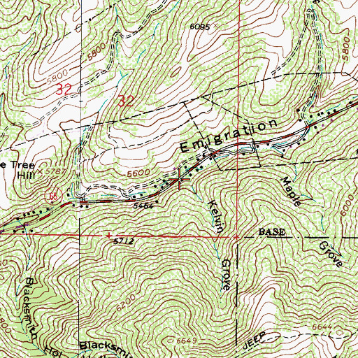 Topographic Map of Kelvin Grove, UT