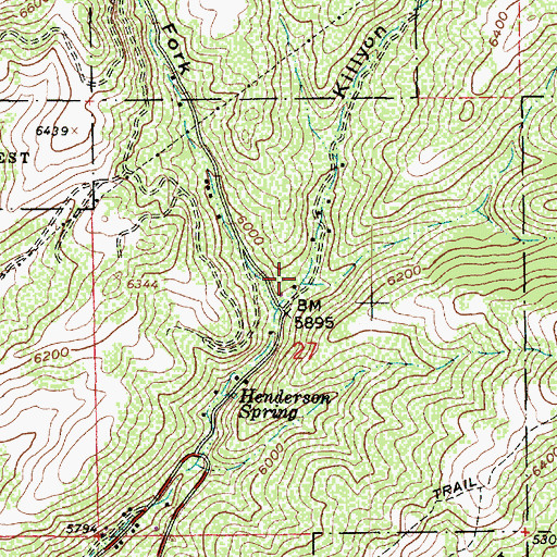 Topographic Map of Killyon Canyon, UT