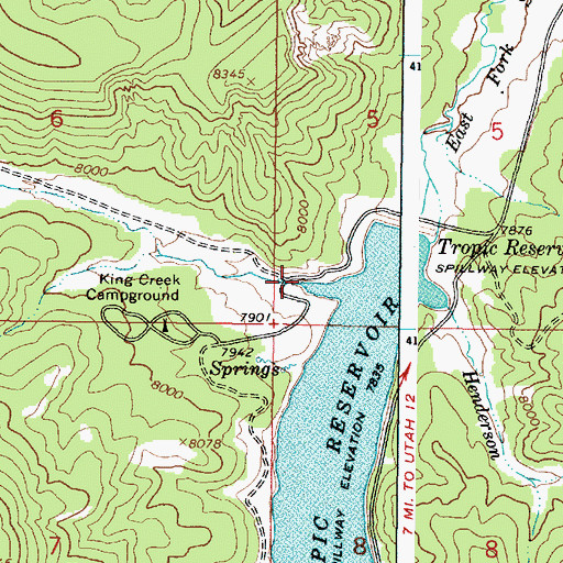 Topographic Map of King Creek, UT