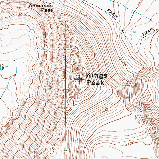 Topographic Map of Kings Peak, UT