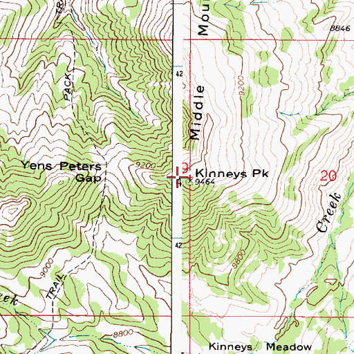 Topographic Map of Kinneys Peak, UT