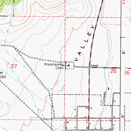 Topographic Map of Koosharem Cemetery, UT