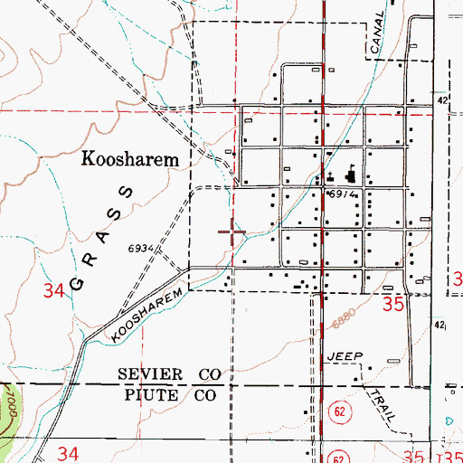 Topographic Map of Koosharem Creek, UT