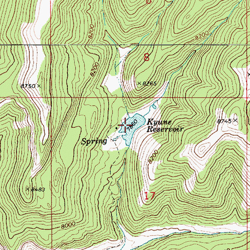 Topographic Map of Kyune Reservoir, UT