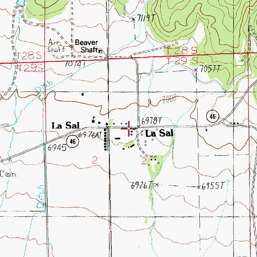 Topographic Map of La Sal, UT