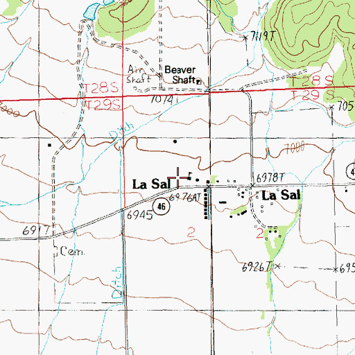 Topographic Map of La Sal Elementary School, UT