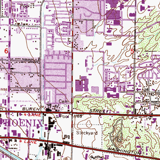 Topographic Map of East High School, AZ