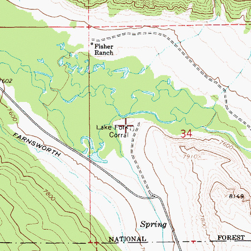 Topographic Map of Lake Fork Corral, UT