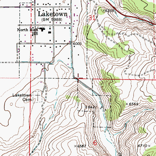 Topographic Map of Laketown Canyon, UT