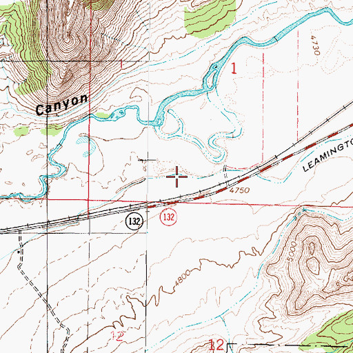 Topographic Map of Leamington Canal, UT