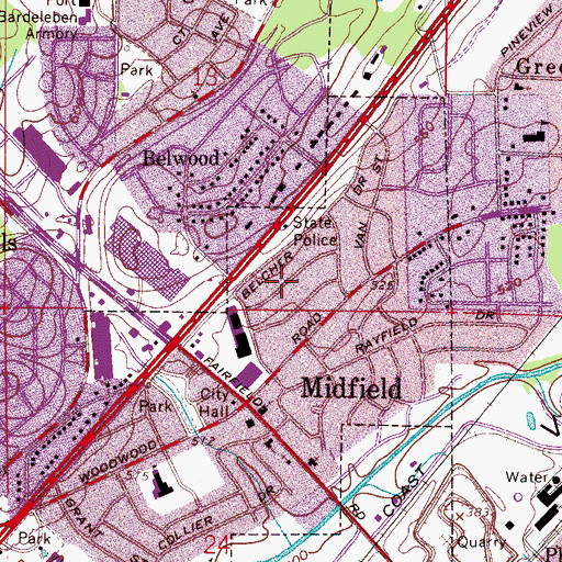 Topographic Map of Green Springs Shopping Center, AL
