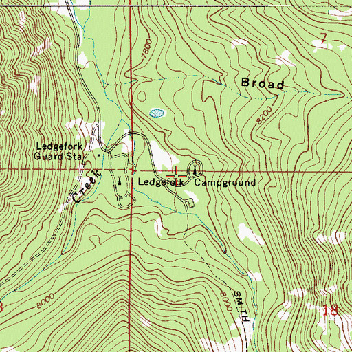 Topographic Map of Ledgefork Campground, UT