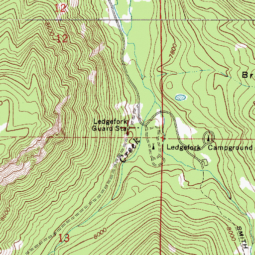 Topographic Map of Ledgefork Guard Station, UT