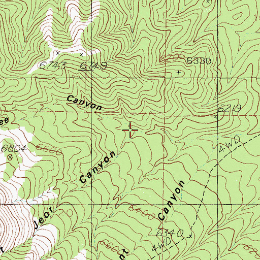 Topographic Map of Lee Canyon, UT