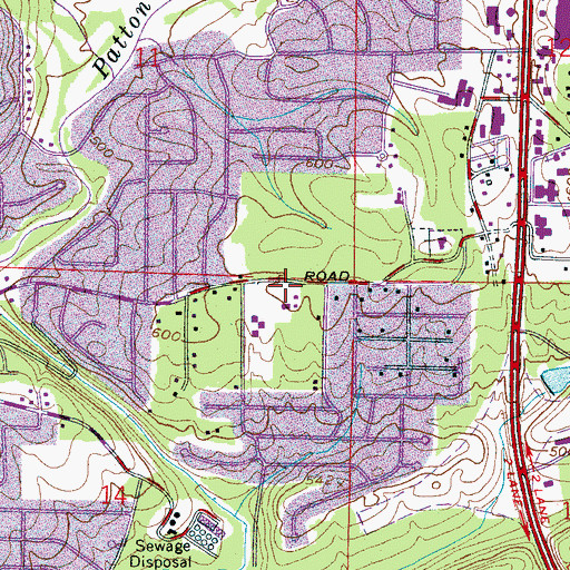 Topographic Map of Green Valley Baptist Church, AL