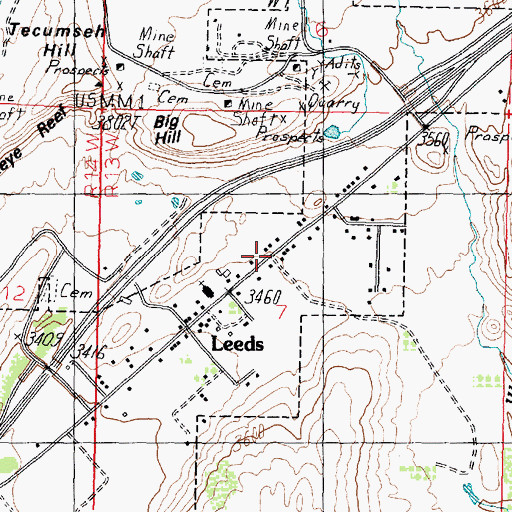 Topographic Map of Leeds, UT