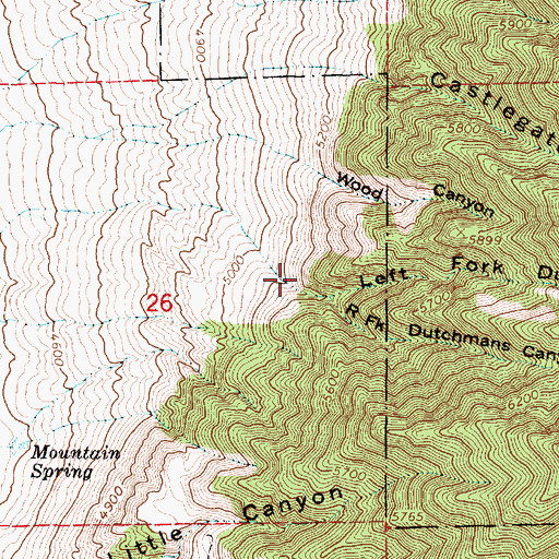 Topographic Map of Left Fork Dutchmans Canyon, UT