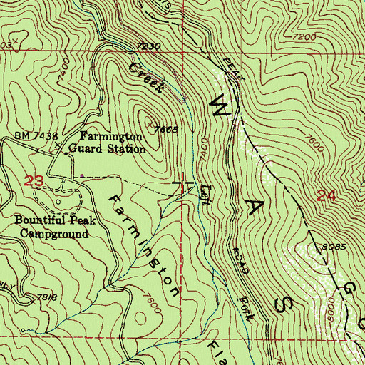 Topographic Map of Left Fork Farmington Creek, UT