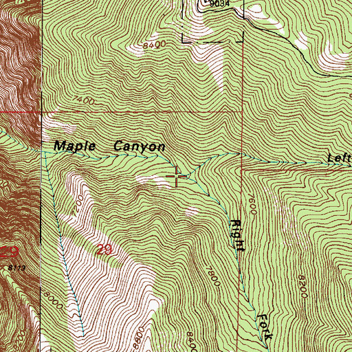 Topographic Map of Left Fork Maple Canyon, UT
