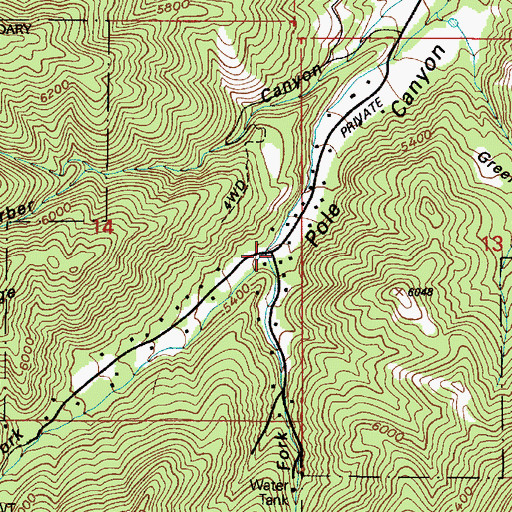 Topographic Map of Left Fork Pole Canyon, UT
