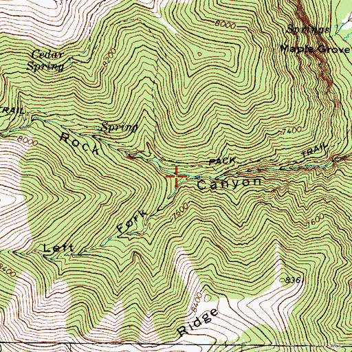 Topographic Map of Left Fork Rock Canyon, UT