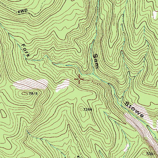 Topographic Map of Left Fork Sam Stowe Creek, UT