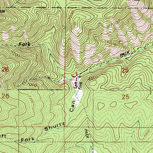 Topographic Map of Left Fork Shurtz Canyon, UT