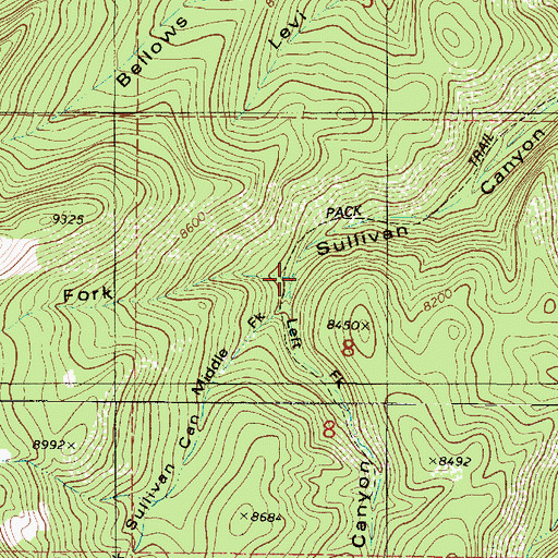 Topographic Map of Left Fork Sullivan Canyon, UT