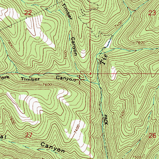 Topographic Map of Left Fork Timber Canyon, UT