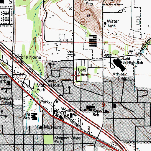 Topographic Map of Lehi City Cemetery, UT
