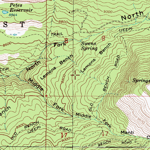 Topographic Map of Lemons Bench, UT