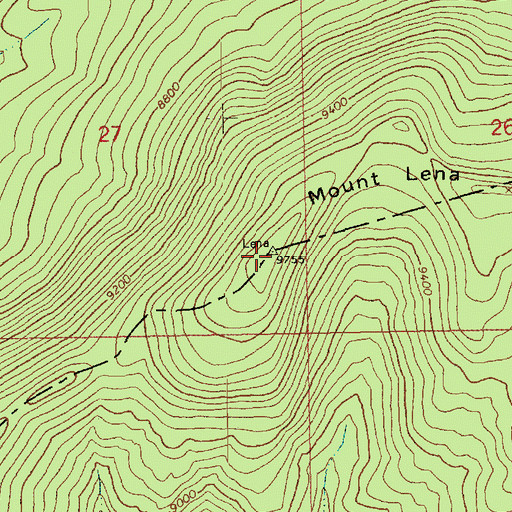 Topographic Map of Mount Lena, UT