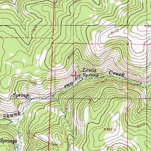 Topographic Map of Lewis Spring, UT